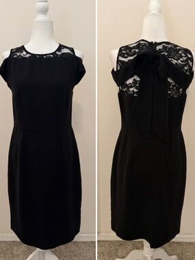 Reiss Black Cocktail Dress Sz 8 Lace Back Bow Wedding Formal Little Black Dress